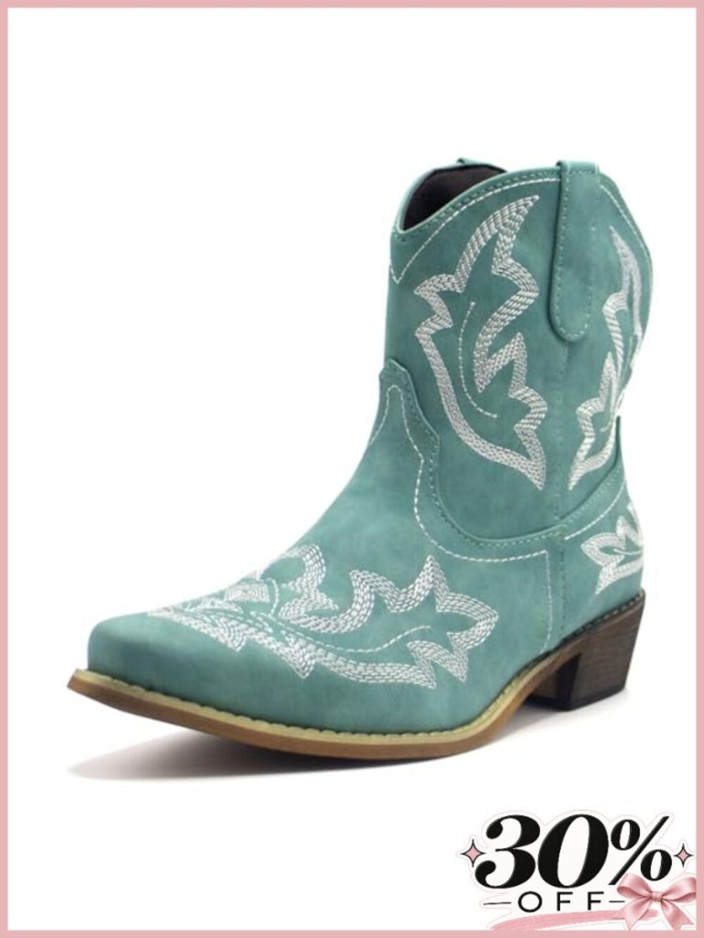 Pointed Toe Ankle Cowboy Booties Embroidered Western